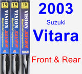 Front & Rear Wiper Blade Pack for 2003 Suzuki Vitara - Vision Saver