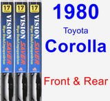 Front & Rear Wiper Blade Pack for 1980 Toyota Corolla - Vision Saver