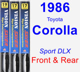 Front & Rear Wiper Blade Pack for 1986 Toyota Corolla - Vision Saver