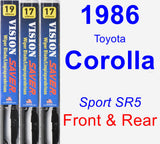 Front & Rear Wiper Blade Pack for 1986 Toyota Corolla - Vision Saver