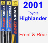 Front & Rear Wiper Blade Pack for 2001 Toyota Highlander - Vision Saver