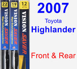 Front & Rear Wiper Blade Pack for 2007 Toyota Highlander - Vision Saver