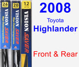 Front & Rear Wiper Blade Pack for 2008 Toyota Highlander - Vision Saver