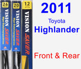 Front & Rear Wiper Blade Pack for 2011 Toyota Highlander - Vision Saver