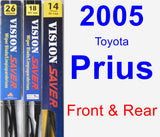 Front & Rear Wiper Blade Pack for 2005 Toyota Prius - Vision Saver