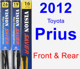 Front & Rear Wiper Blade Pack for 2012 Toyota Prius - Vision Saver