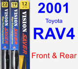 Front & Rear Wiper Blade Pack for 2001 Toyota RAV4 - Vision Saver