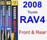 Front & Rear Wiper Blade Pack for 2008 Toyota RAV4 - Vision Saver