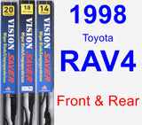 Front & Rear Wiper Blade Pack for 1998 Toyota RAV4 - Vision Saver