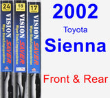 Front & Rear Wiper Blade Pack for 2002 Toyota Sienna - Vision Saver