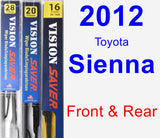 Front & Rear Wiper Blade Pack for 2012 Toyota Sienna - Vision Saver