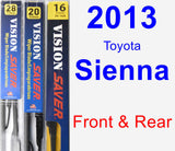 Front & Rear Wiper Blade Pack for 2013 Toyota Sienna - Vision Saver