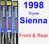 Front & Rear Wiper Blade Pack for 1998 Toyota Sienna - Vision Saver