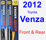 Front & Rear Wiper Blade Pack for 2012 Toyota Venza - Vision Saver