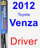 Driver Wiper Blade for 2012 Toyota Venza - Vision Saver