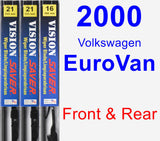 Front & Rear Wiper Blade Pack for 2000 Volkswagen EuroVan - Vision Saver