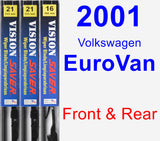 Front & Rear Wiper Blade Pack for 2001 Volkswagen EuroVan - Vision Saver