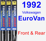 Front & Rear Wiper Blade Pack for 1992 Volkswagen EuroVan - Vision Saver