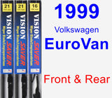 Front & Rear Wiper Blade Pack for 1999 Volkswagen EuroVan - Vision Saver