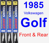 Front & Rear Wiper Blade Pack for 1985 Volkswagen Golf - Vision Saver