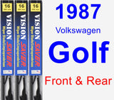 Front & Rear Wiper Blade Pack for 1987 Volkswagen Golf - Vision Saver