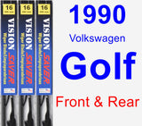 Front & Rear Wiper Blade Pack for 1990 Volkswagen Golf - Vision Saver