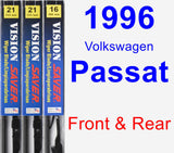 Front & Rear Wiper Blade Pack for 1996 Volkswagen Passat - Vision Saver