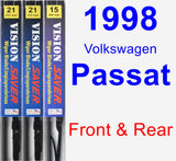 Front & Rear Wiper Blade Pack for 1998 Volkswagen Passat - Vision Saver