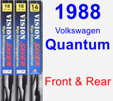 Front & Rear Wiper Blade Pack for 1988 Volkswagen Quantum - Vision Saver