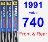 Front & Rear Wiper Blade Pack for 1991 Volvo 740 - Vision Saver