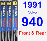 Front & Rear Wiper Blade Pack for 1991 Volvo 940 - Vision Saver