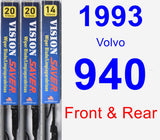Front & Rear Wiper Blade Pack for 1993 Volvo 940 - Vision Saver