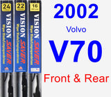 Front & Rear Wiper Blade Pack for 2002 Volvo V70 - Vision Saver