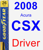 Driver Wiper Blade for 2008 Acura CSX - Premium