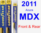 Front & Rear Wiper Blade Pack for 2011 Acura MDX - Premium
