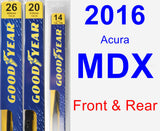Front & Rear Wiper Blade Pack for 2016 Acura MDX - Premium