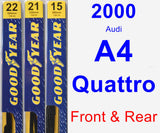 Front & Rear Wiper Blade Pack for 2000 Audi A4 Quattro - Premium