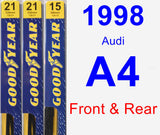 Front & Rear Wiper Blade Pack for 1998 Audi A4 - Premium