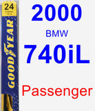 Passenger Wiper Blade for 2000 BMW 740iL - Premium