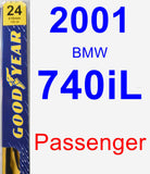 Passenger Wiper Blade for 2001 BMW 740iL - Premium