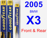 Front & Rear Wiper Blade Pack for 2005 BMW X3 - Premium