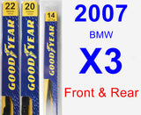 Front & Rear Wiper Blade Pack for 2007 BMW X3 - Premium