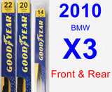 Front & Rear Wiper Blade Pack for 2010 BMW X3 - Premium