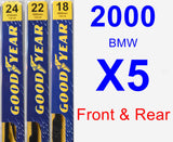 Front & Rear Wiper Blade Pack for 2000 BMW X5 - Premium