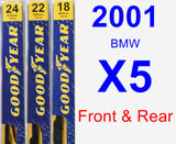 Front & Rear Wiper Blade Pack for 2001 BMW X5 - Premium