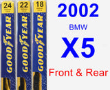 Front & Rear Wiper Blade Pack for 2002 BMW X5 - Premium