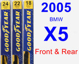 Front & Rear Wiper Blade Pack for 2005 BMW X5 - Premium