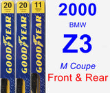 Front & Rear Wiper Blade Pack for 2000 BMW Z3 - Premium