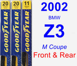 Front & Rear Wiper Blade Pack for 2002 BMW Z3 - Premium