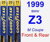 Front & Rear Wiper Blade Pack for 1999 BMW Z3 - Premium